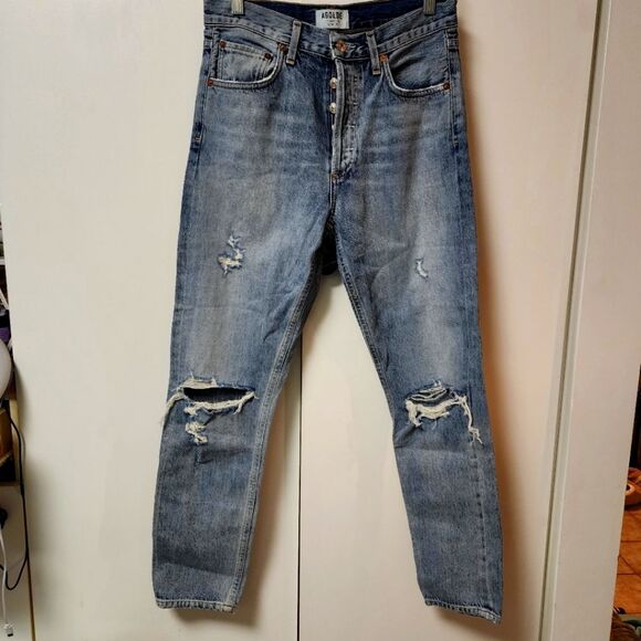 Agolde Jamie High Rise Classic Crop Jeans   Light Wash Button Fly Sz 26 Revolve - Picture 1 of 16